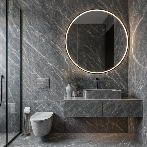 Luxury Armani Grey Marble Bathroom Vanity Unit