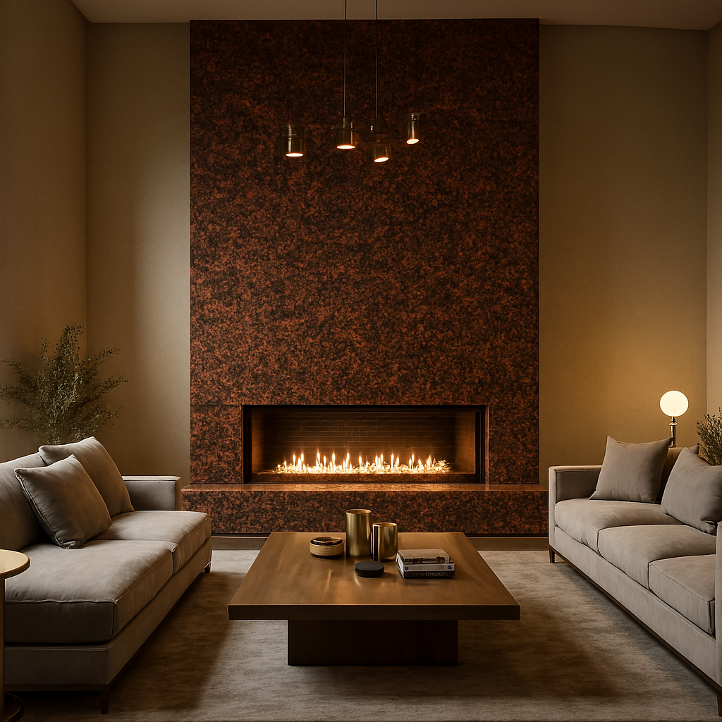 Tan Brown Marble Fireplace